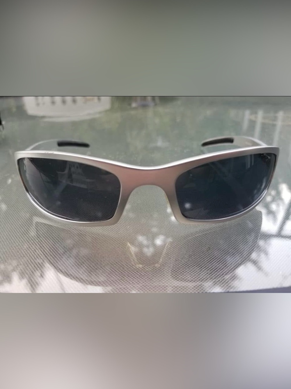 Men's Silver Frame Black Lens Sunglasses